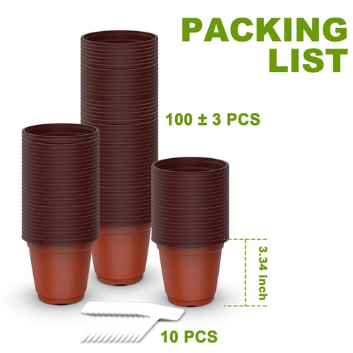100PCS Plastic Plant Flower Pots Nursery Garden Seedlings Starting Pot W/ Labels - Picture 37 of 58