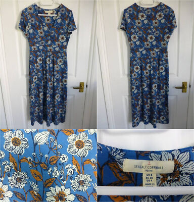 SEASALT LADIES SEA PACKET JERSEY SUMMER DRESS SZ 8 PETITE-BLUE FLORAL PRINT  | eBay