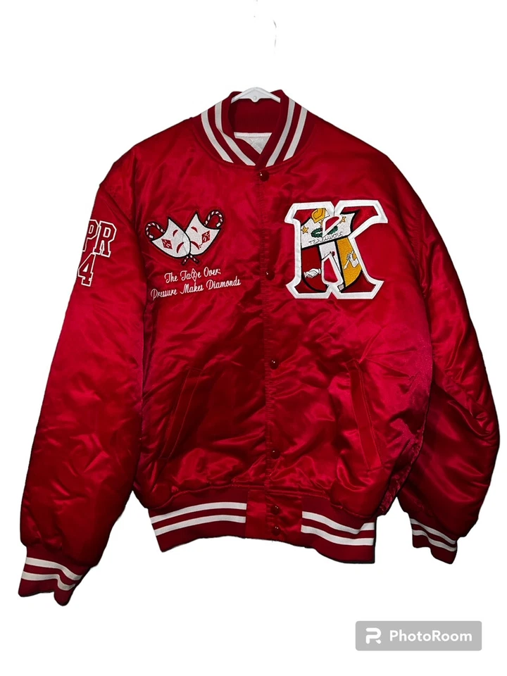 Chaqueta de bombardero de satén de fraternidad vintage para hombre con paleta Ithaca College Foto 2 de 4