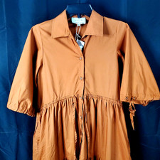 Balla Button Front Cotton Dress Waist Draw Strings Women’s sz XS NWT
