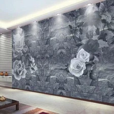 3D Grey Brick Flower 43986NA Wallpaper Wall Murals Removable Wallpaper Fay