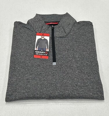 Gerry Men's Long Sleeve 1/4 Zip Pullover, Gray, Size M