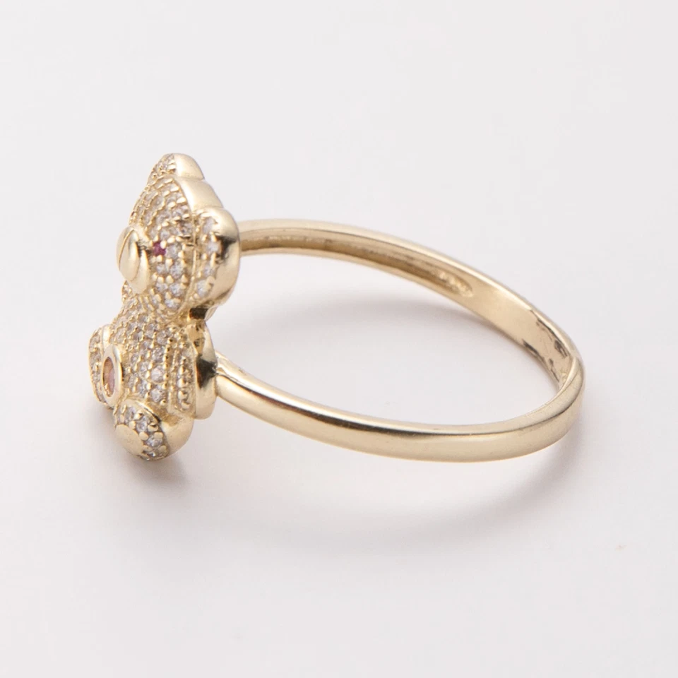 Anillo de oso de peluche colorido oro macizo 10K circonita cúbica oro amarillo 10k todos los tamaños Foto 3 de 4