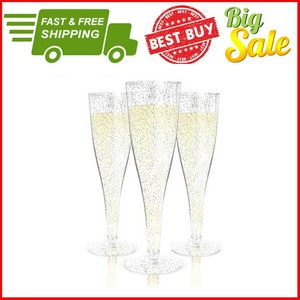 100 disposable plastic champagne flutes