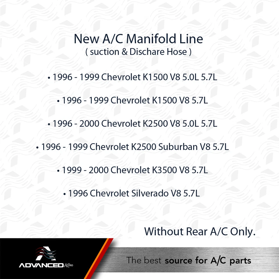 Línea de colector de aire acondicionado se adapta a: 96-99 GMC Chevrolet Suburban C1500 C2500 Tahoe C/K Foto 3 de 4