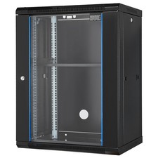 Uimoso 15U Wall Mount Network Rack Cabinet with 18" Lockable Glass Door