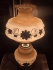 Vintage hurricane lamp, likely "Gone with the Wind" style Bronze Metal .