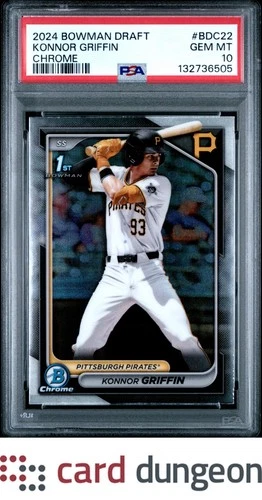 Konnor Griffin 2024 Bowman Draft #BDC22 Chrome - 132736505 PSA 10