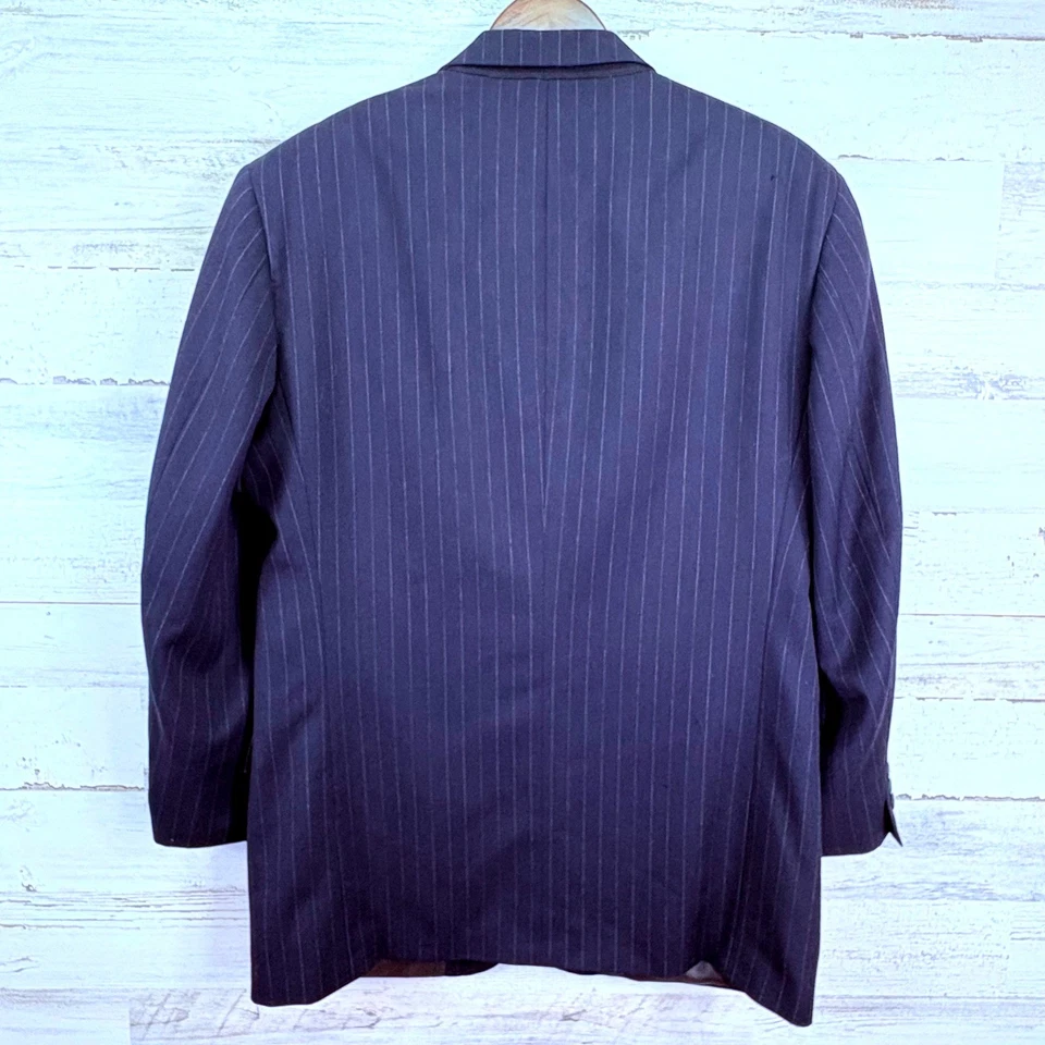 Traje Blazer Chaqueta Givenchy Monsieur De Colección Azul Marino 42R Lana Rayas Dos Botones Foto 4 de 4