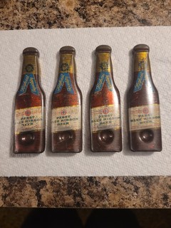 Vintage Pabst Blue Ribbon Beer Metal Figural Bottle Openers x 4