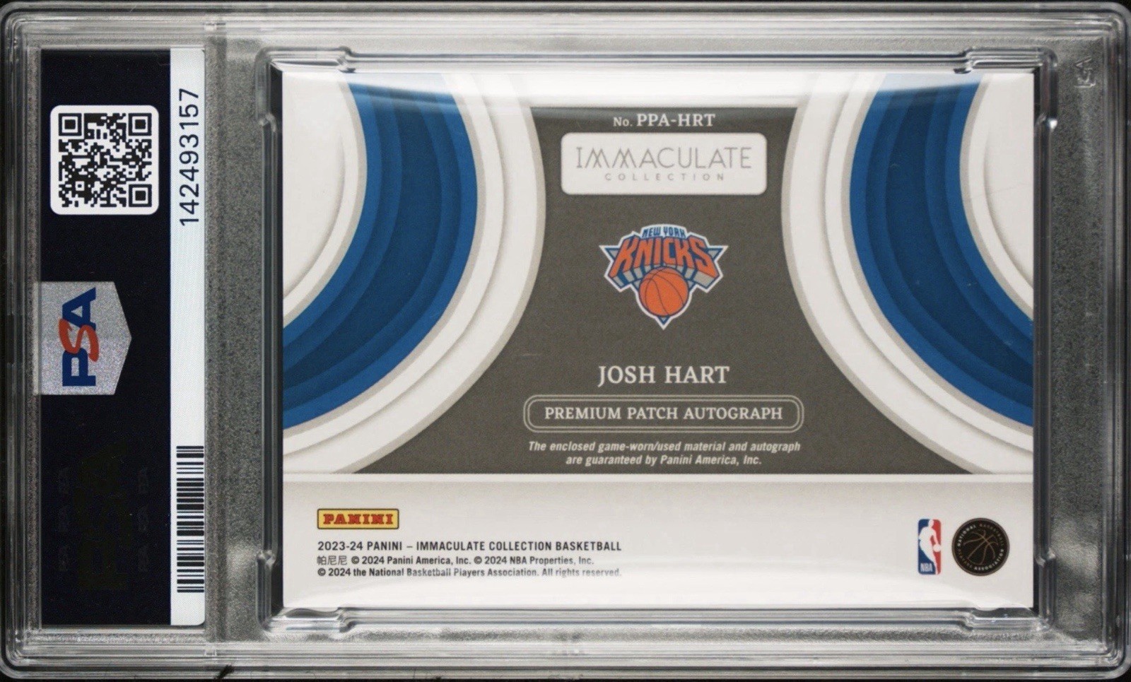 Josh Hart Patch Autograph Immaculate /8 On Card Auto Psa 8 view 2