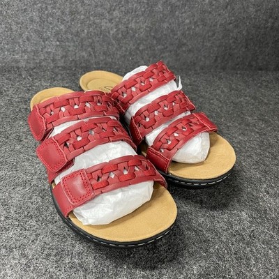 CLARKS Laurieann Emma Sandals Women's Size US 7.5 M Red Leather