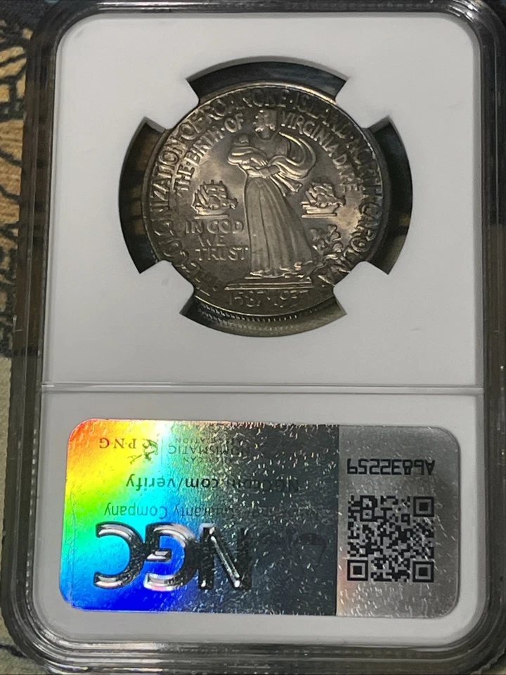 1937 ROANOKE Commemorative Silver Half Dollar 50c ~ NGC MS65 Lustrous Purple - Image 4 of 4