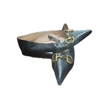 Gucci Nappa Lumiere Deva Horsebit Chain Embellished Flats Black Size 39 EU 