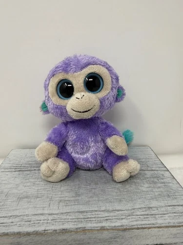 Ty Beanie Boos BLUEBERRY the Monkey 6" Beanbag Plush Stuffed Toy w/ Solid Eyes