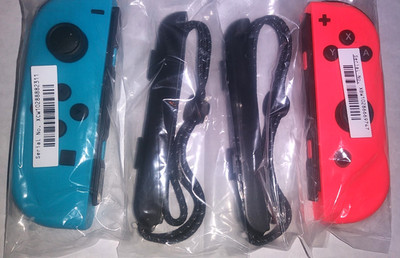 Nintendo Switch Joy Con Controllers OEM Pair Neon Red Blue Straps HD Rumble New
