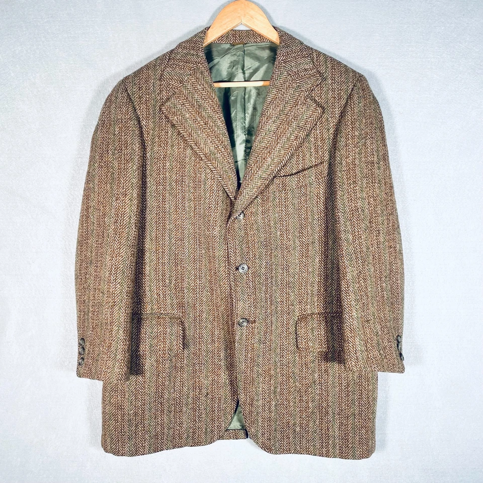 Blazer Harris Tweed Para Hombres 42S Marrón Lana Escocesa Espiga Abrigo Deportivo Chaqueta Foto 3 de 4