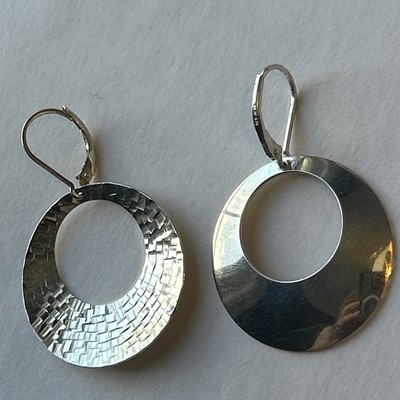 VTG Jacmel JCM 925 Silver Reversible Dangle Drop Circle Hoop Earrings 1.6 