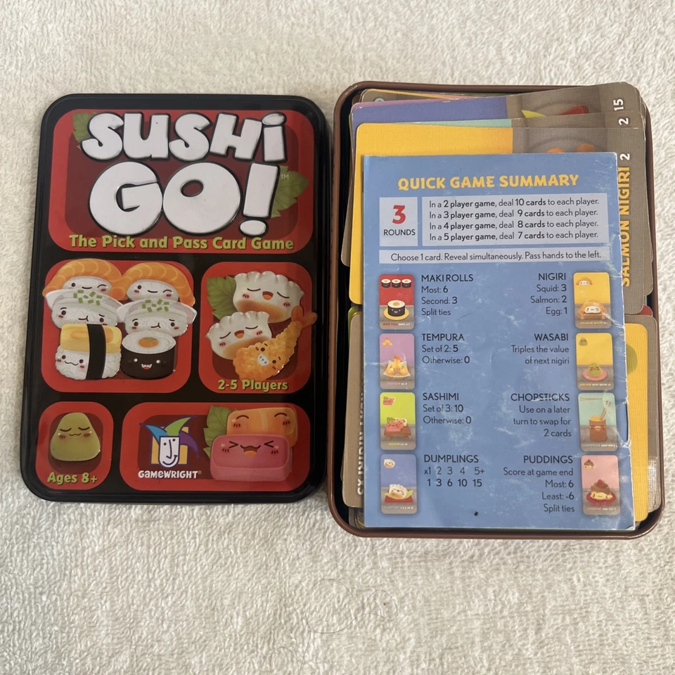 100% Complete Sushi Go! Card Game 2014 Gamewright in Metal Tin - Image 2 of 4