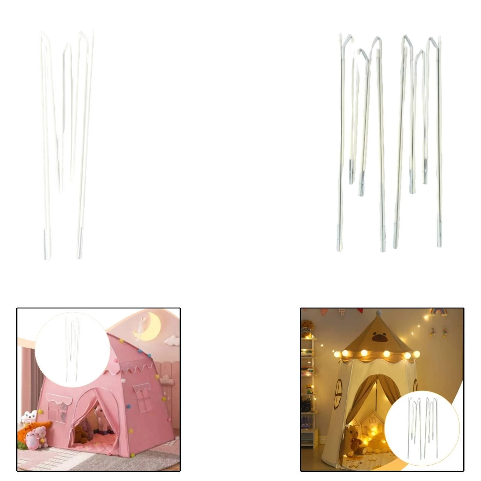 Tent Support Struts for Children's Playhouse Lightweight 4 Section Design