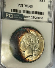 1924 Peace Dollar Slabbed HIGH Grade Crescent Moon Toned BU GEM