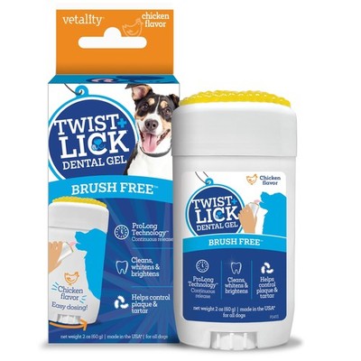 Twist + Lick Dental Gel for Dogs, Cleans Teeth and Freshens Breath for 24 Hou...