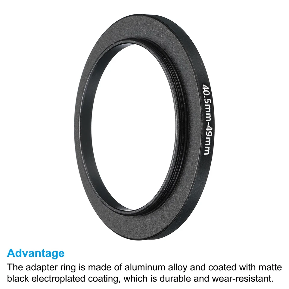 40.5mm-49mm Metal Step Up Ring, 2 Pcs Camera Lens Filter Adapter Ring Black - Image 4 of 4