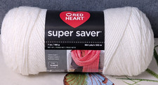 Red Heart Super Saver Acrylic Yarn White E300 0311 Medium 4 Worsted 364 Yds 7oz
