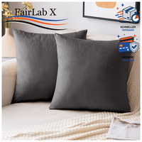 Kissenbezug Samt Dunkelgrau 50X50 Dekokissen 2Er Set FüR Sofa Wohnzimmer