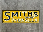 Smith’s Overalls Advertising Sign Painted Tin Metal Made in USA Workwear Vintage