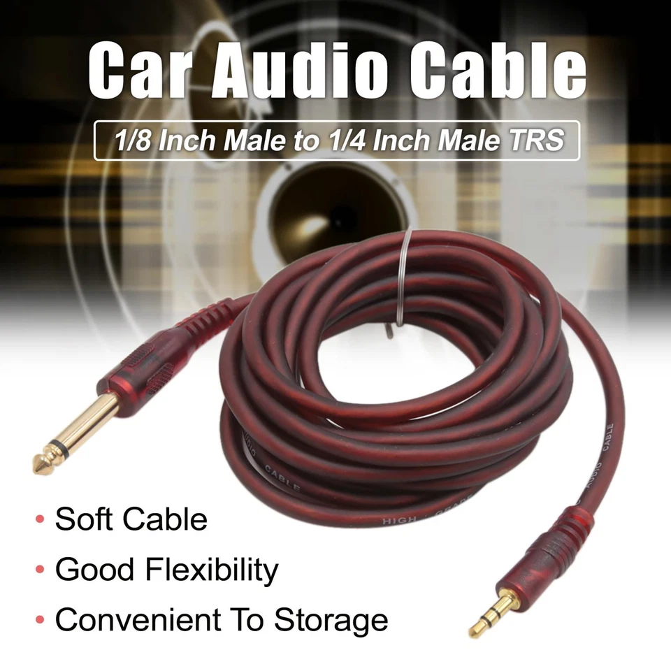 10 футов 3,5 мм 1/8 дюйма штекер на 1/4 дюйма штекер TRS автомобильный стерео аудио вспомогательный кабель шнур - Изображение 3 из 4