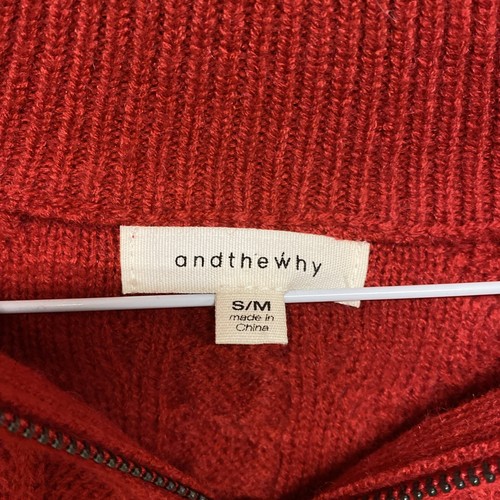 And The Why Snowflake Quarter Zip Sweater Gr. S/M Pullover Winter Urlaub rot - Bild 7 von 9