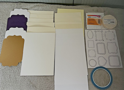 6 Doppelkarten- 21 x 15 cm +Einlegeblätter 5 Etiketten + Klebematerial TOP