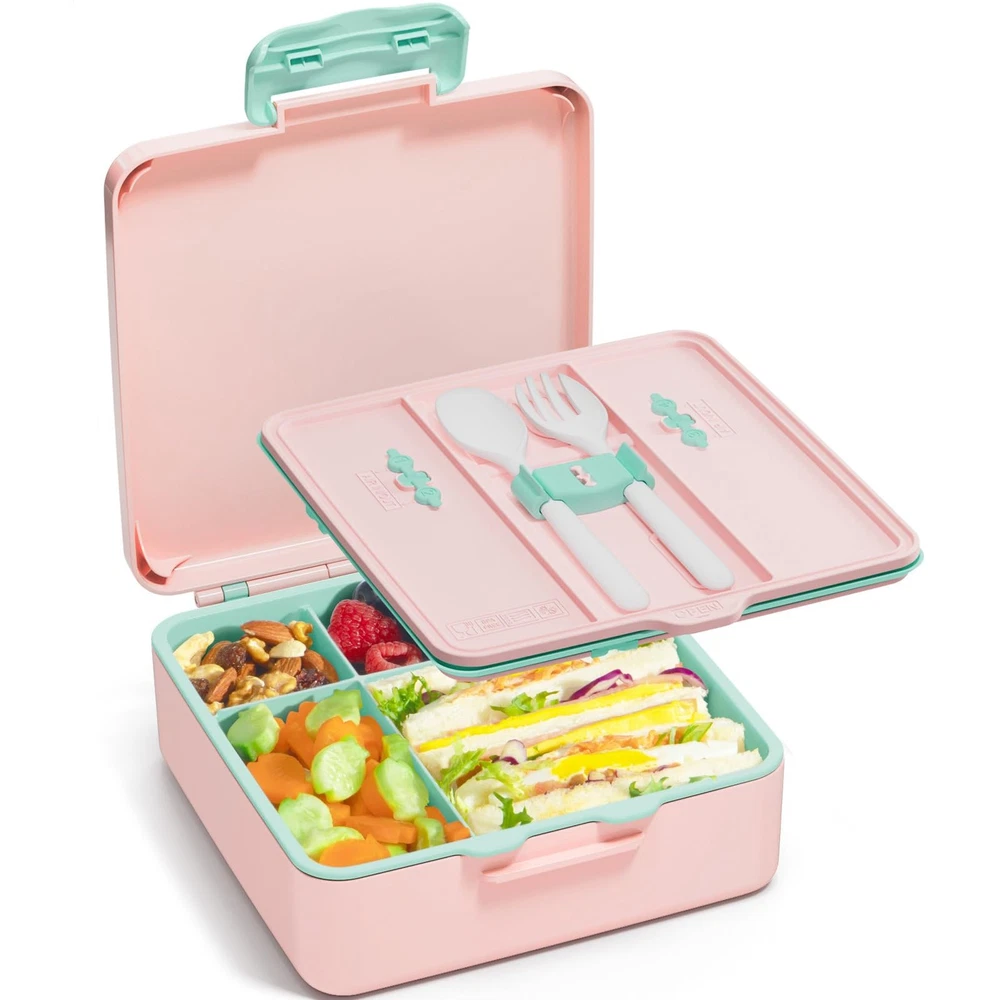 Leak Proof 4-Compartment Kids Bento Lunch Box for Toddlers BPA Free