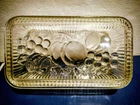 Vtg Federal Ribbed Glass Rectangular Refrigerator Dish with Fruit Relief Lid