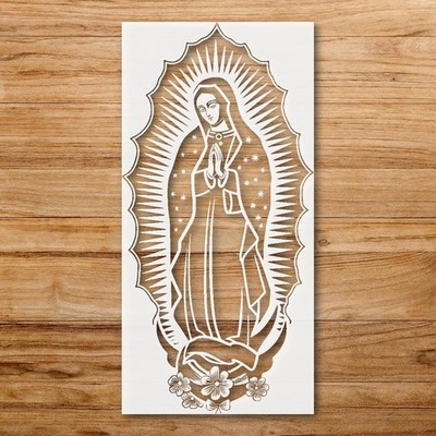 Ornate Virgin Mary Clip Art Stencil for Custom Painting Projects - StencilAir