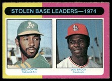 1975 Topps 1974 Stolen Base Leaders - Bill North/Lou Brock Oakland Athletics/St.