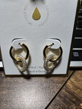 Pave 18K Gold Filled Double Hoop Earrings NWT