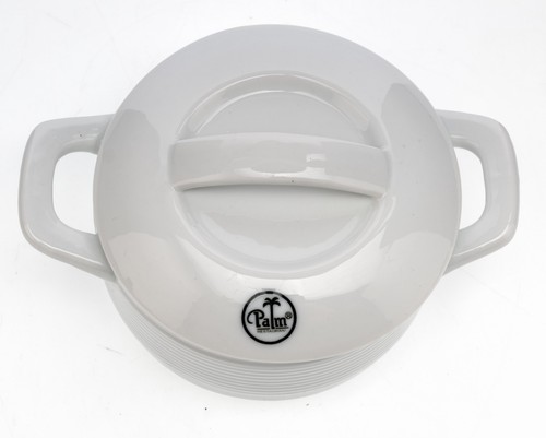 2 Palm Restaurant Lidded Soup Bowls w Handles / Insulated Casserole Ceramic 5x2" - Picture 3 of 14