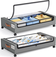 under Bed Storage with Wheels, 2 Pack under Bed Storage Containers, Large under