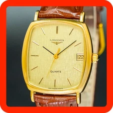 Vintage [N-MINT] LONGINES 4480  L950.2  Gold Square Date Quartz Men Watch