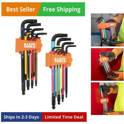 Hex Key Wrench Set, Color Coded, SAE and Metric, Heat-Treated, L-Style, Long ...
