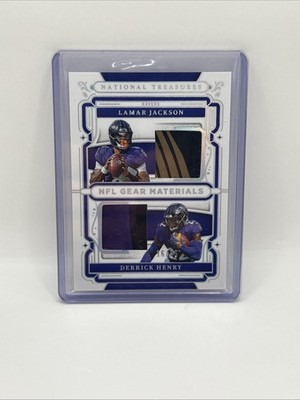 2025 National Treasures Lamar Jackson/Derrick Henry NFL Gear Materials Patch /25