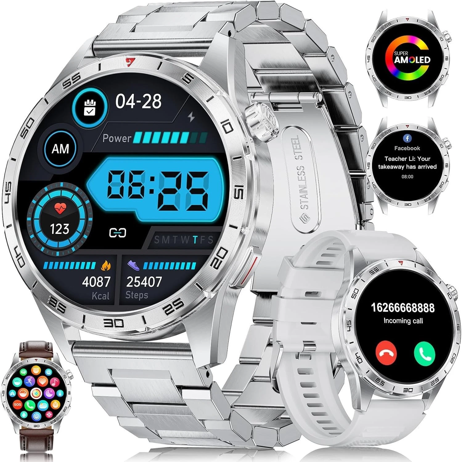 Smart Watch Men with Phone Function Bluetooth WiFi Waterproof Sleep Tracker
