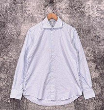 SUITSUPPLY Dress Shirt 42 / 16.5 Mens Egyptian Cotton Oxford White Blue Stripe