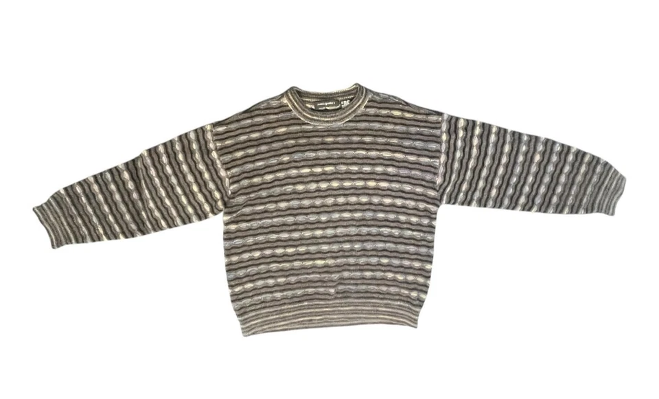 Suéter De Colección Jhane Barnes Para Hombres L Negro Azul Abstracto Cosby Años 90 Papá Mezcla de Lana Foto 2 de 4