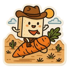 Funny VEGAN Cartoon Car Sticker 9x9cm - Funny Vegan Sticker for Car