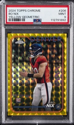 2024 TOPPS CHROME YELLOW GEOMETRIC #206 BO NIX ROOKIE RC 11/75 PSA 9