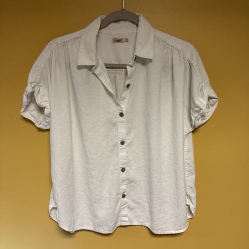 Women's Faherty Brand Breeze Button Up Shirt in White - Size Small Hemp Blend