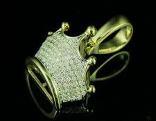 2.10Ct Round Cut Diamond Princess Crown Charm Pendant 14k Yellow Gold Finish